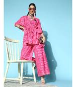 Pink Lehariya Ankle Length Palazzo Pants