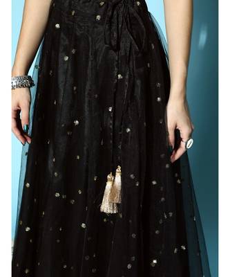 Black Tulle Sequin Flared Skirt 5