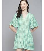 Blue & Yellow Check V-Neck Romper