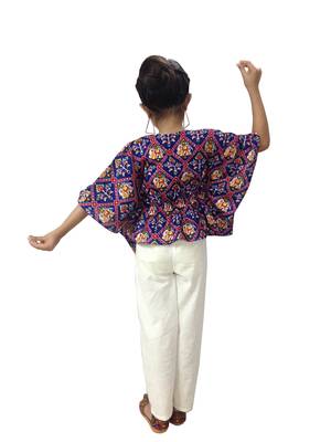 Aglare Kaftan for girls,kaftan set with beautiful neck piece.STITCHED Blue 2