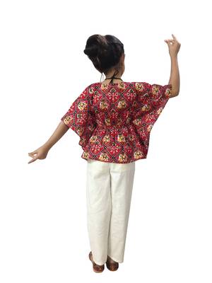 Aglare Kaftan for girls,kaftan set with beautiful neck piece.STITCHED Red 2