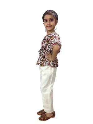 Aglare Kaftan for girls,kaftan set with beautiful neck piece.STITCHED White 3