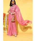 Kvsfab Pink Organza Weaving Woth Gota Work Saree With Unstitched Blouse
