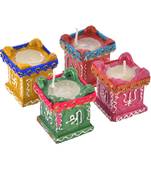 Tulsi Diya for Diwali Decoration Handmade Earthen Clay Terracotta Decorative Diya 4 Pcs Set