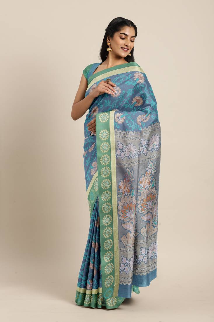 CLASSICATE from the house of The Chennai Silks  Green Art Silk Saree With Running Blouse
