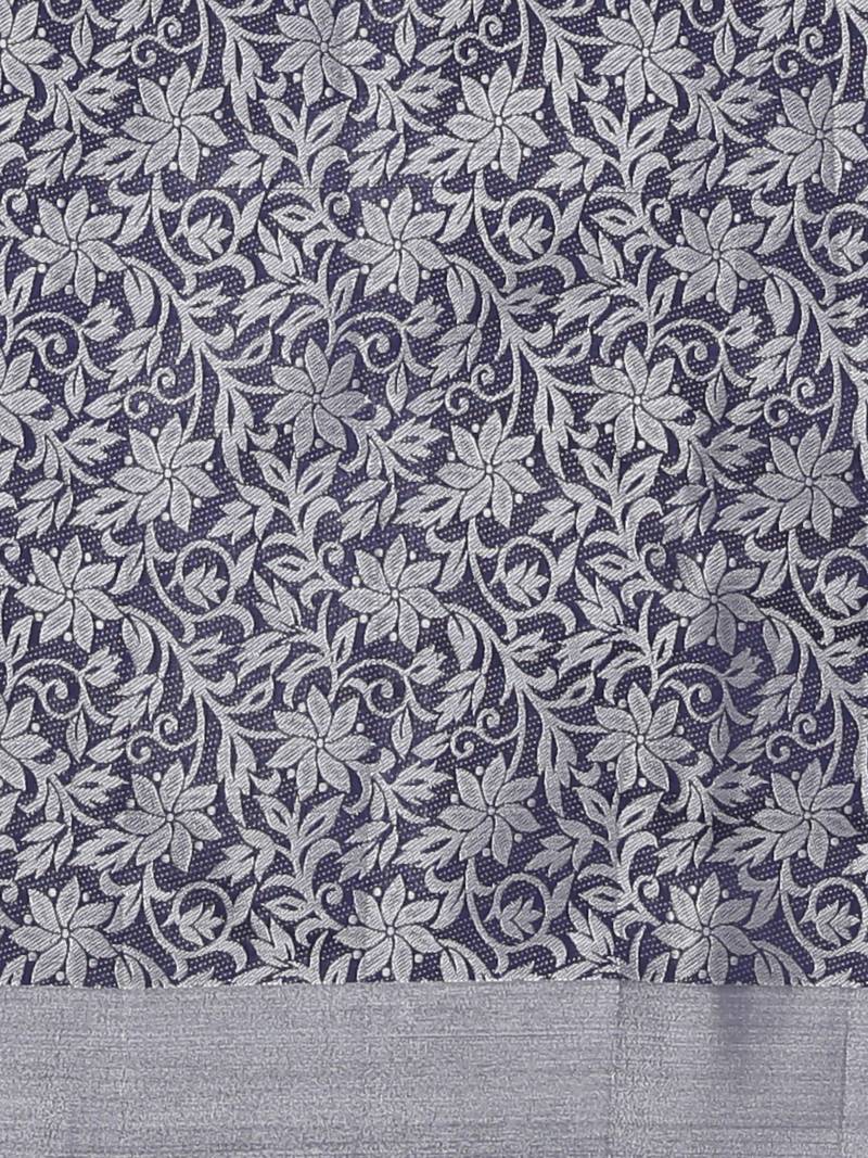 CLASSICATE from the house of The Chennai Silks  Navy Blue Jute Cotton Saree With Running Blouse