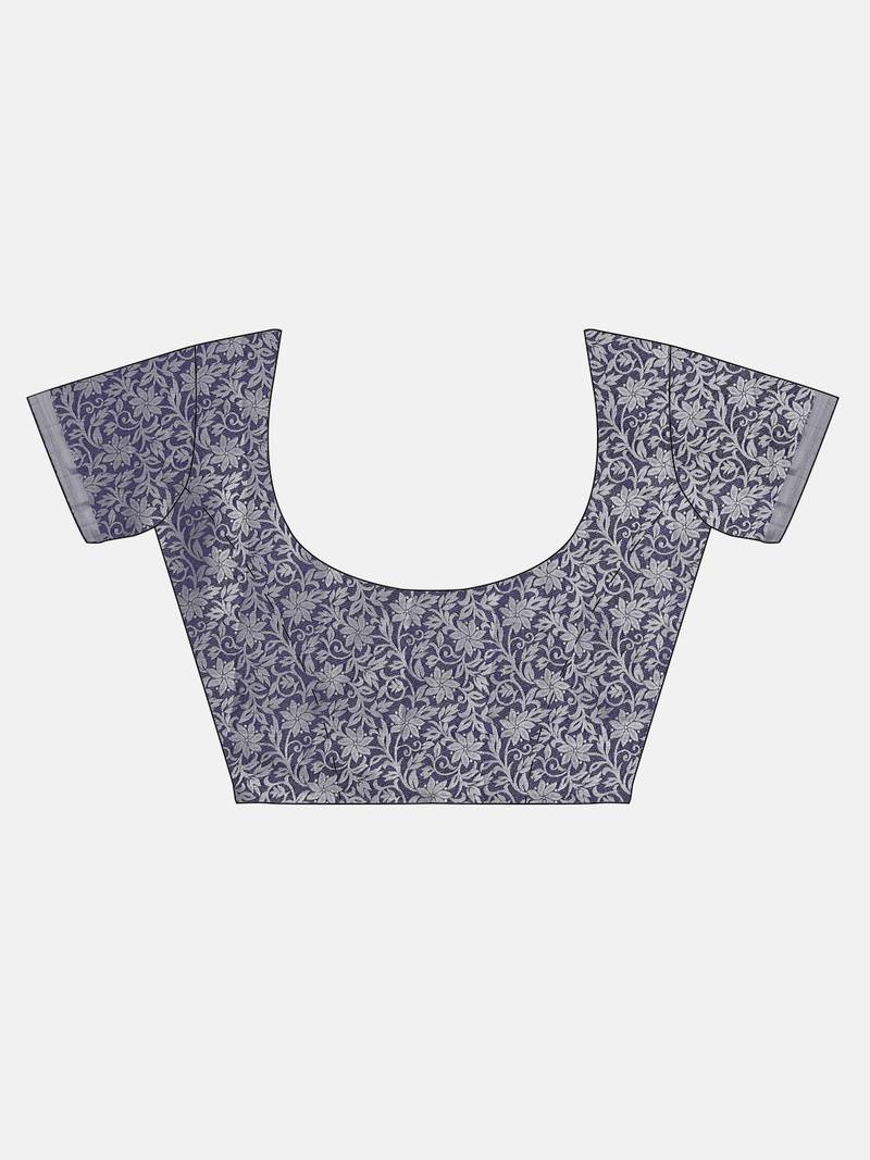 CLASSICATE from the house of The Chennai Silks  Navy Blue Jute Cotton Saree With Running Blouse