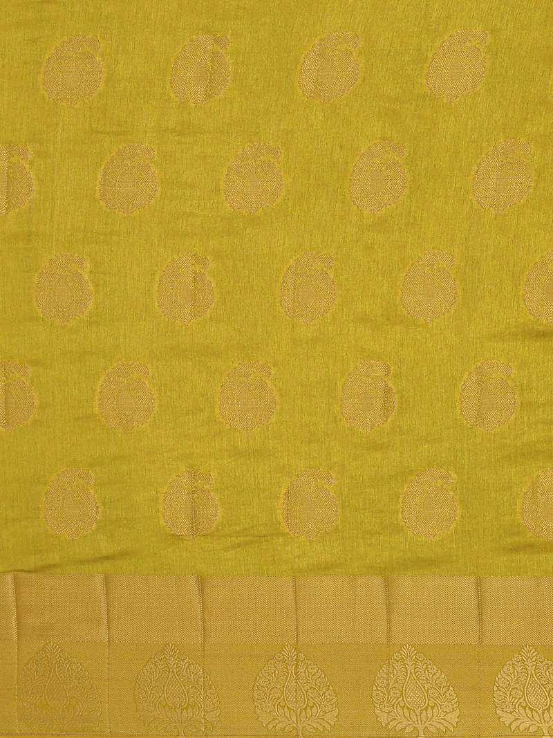 CLASSICATE from the house of The Chennai Silks  Green Jute Cotton Saree With Running Blouse