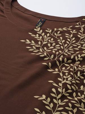Brown printed crepe kurtas-and-kurtis 4