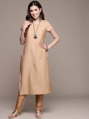 Beige printed crepe kurtas-and-kurtis 1