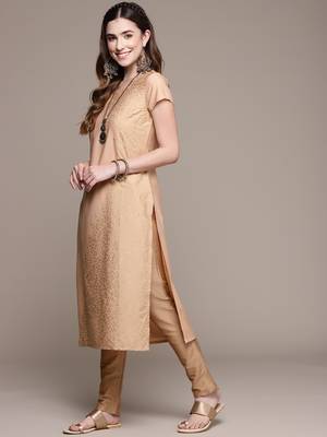 Beige printed crepe kurtas-and-kurtis 2