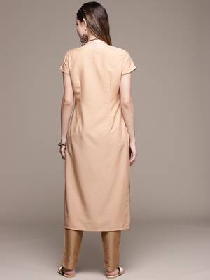 Beige printed crepe kurtas-and-kurtis 3