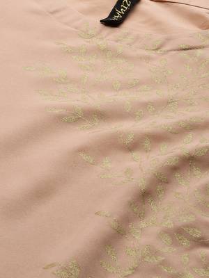 Beige printed crepe kurtas-and-kurtis 4