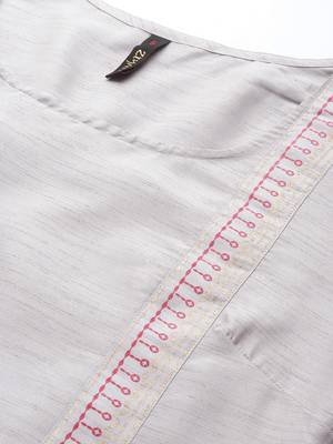 Grey printed art silk kurta sets 4