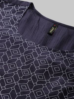 Navy-blue printed art silk kurta sets 4