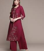Pink printed crepe kurta sets