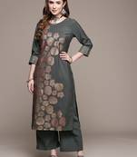 Grey printed crepe kurta sets