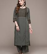 Grey printed crepe kurta sets