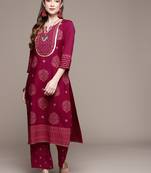 Pink printed crepe kurta sets