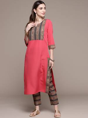 Red printed crepe kurta sets 1