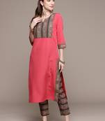 Red printed crepe kurta sets