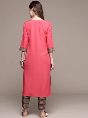 Red printed crepe kurta sets 3