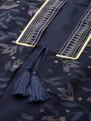 Navy-blue printed crepe kurta sets 4