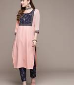 Navy-blue printed crepe kurta sets