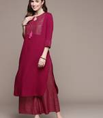 Pink printed crepe kurta sets