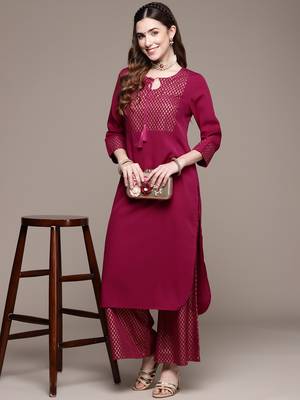 Pink printed crepe kurta sets 5
