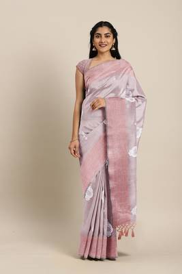 CLASSICATE from the house of The Chennai Silks  Orange Embroidered Work Tissue Cotton Saree With Running Blouse 1