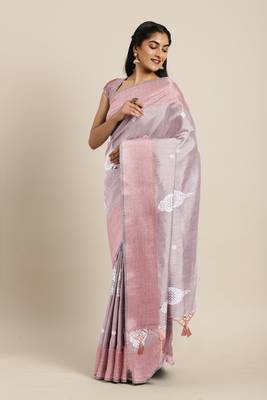 CLASSICATE from the house of The Chennai Silks  Orange Embroidered Work Tissue Cotton Saree With Running Blouse 2