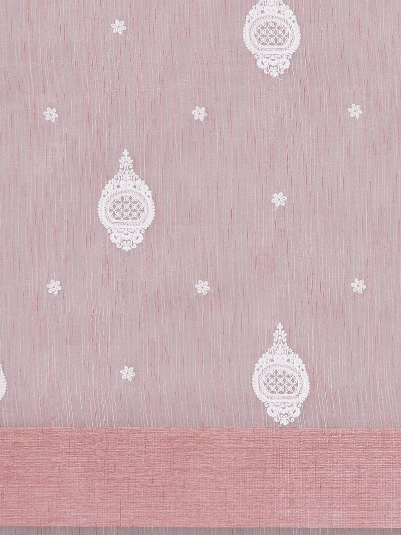 CLASSICATE from the house of The Chennai Silks  Orange Embroidered Work Tissue Cotton Saree With Running Blouse