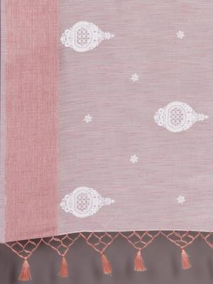 CLASSICATE from the house of The Chennai Silks  Orange Embroidered Work Tissue Cotton Saree With Running Blouse 5