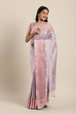 CLASSICATE from the house of The Chennai Silks  Orange Embroidered Work Tissue Cotton Saree With Running Blouse 3