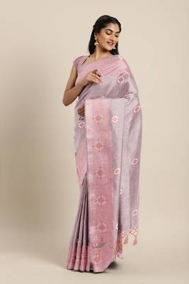 CLASSICATE from the house of The Chennai Silks  Orange Embroidered Work Tissue Cotton Saree With Running Blouse 2
