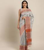 CLASSICATE from the house of The Chennai Silks  Cream South Cotton Saree Without Blouse