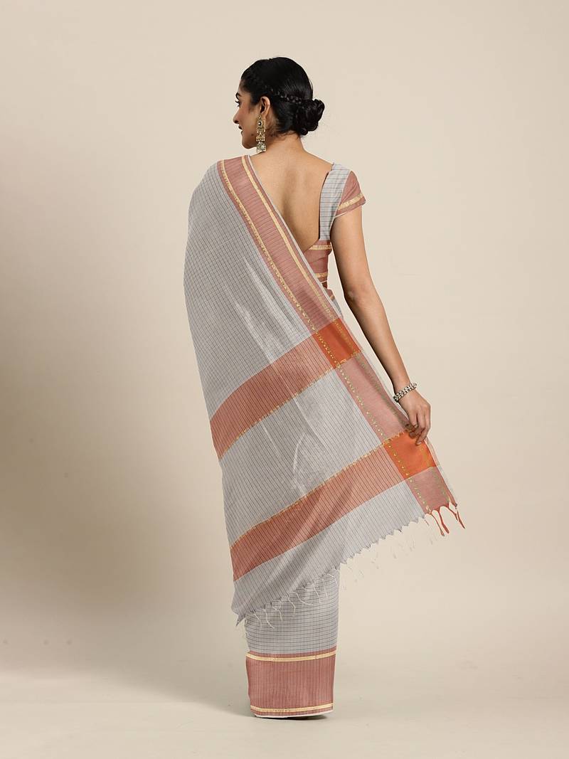 CLASSICATE from the house of The Chennai Silks  Cream South Cotton Saree Without Blouse