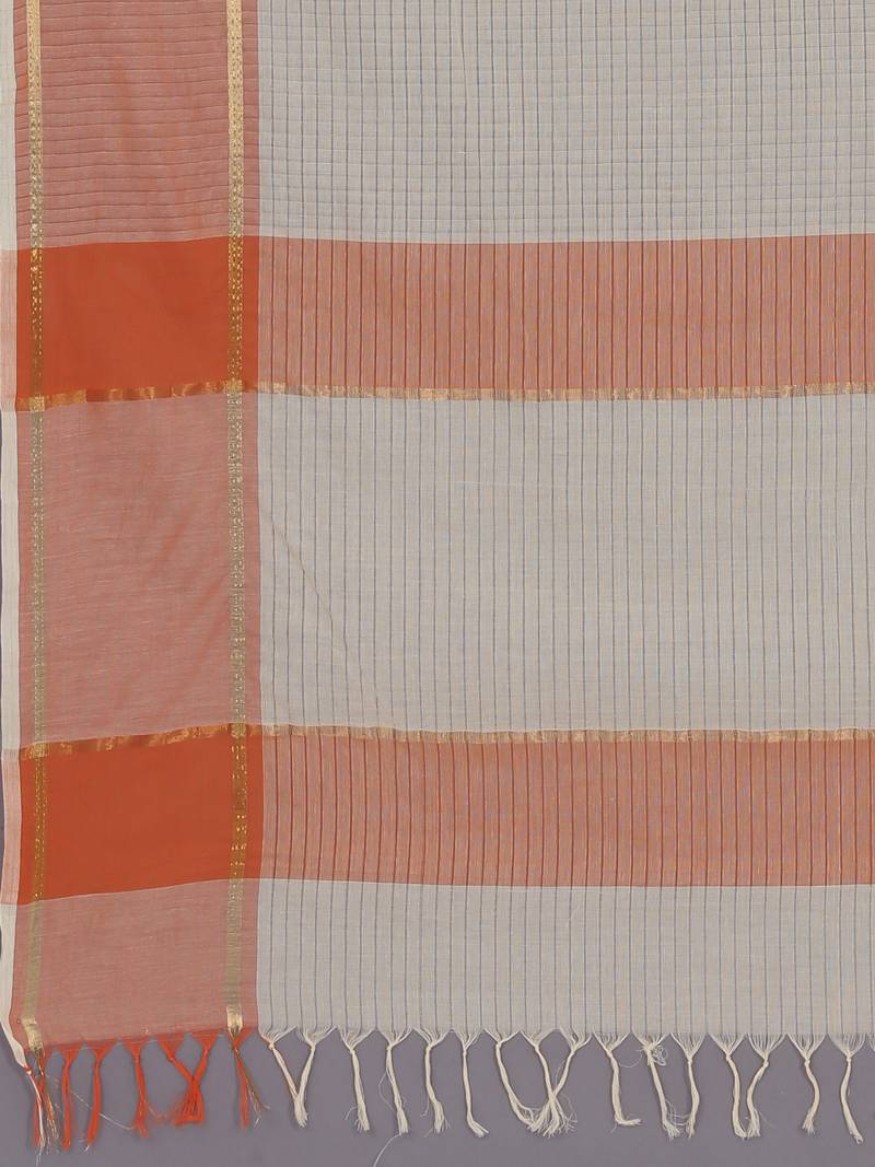 CLASSICATE from the house of The Chennai Silks  Cream South Cotton Saree Without Blouse