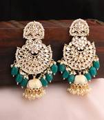 Green cubic zirconia jhumkas