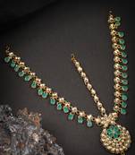 Green cubic zirconia maang-tikka