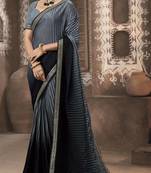Mirror Work Border Chinnon Cruss Saree