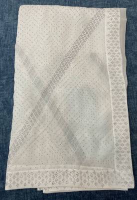 white COLOUR PAKISTANI GEORGETTE SILK SAREE SWAROVSKI DIAMOND WORK SAREE 2