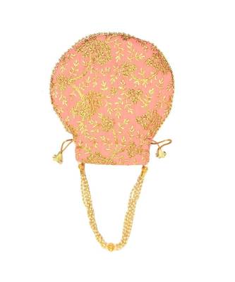 Vintage Gulley Womens Ethnic and Traditional Hand-Held Potli for Giffting and Weddings - Baby Pink 2