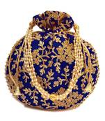 Vintage Gulley Womens Ethnic and Traditional Hand-Held Potli for Giffting and Weddings - Dark Blue