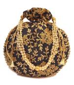 Vintage Gulley Womens Ethnic and Traditional Hand-Held Potli for Giffting and Weddings - Black