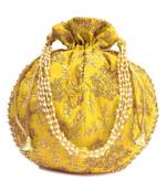 Vintage Gulley Womens Ethnic and Traditional Hand-Held Potli for Giffting and Weddings - Yellow