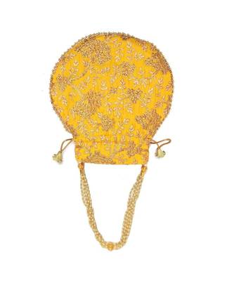 Vintage Gulley Womens Ethnic and Traditional Hand-Held Potli for Giffting and Weddings - Yellow 2