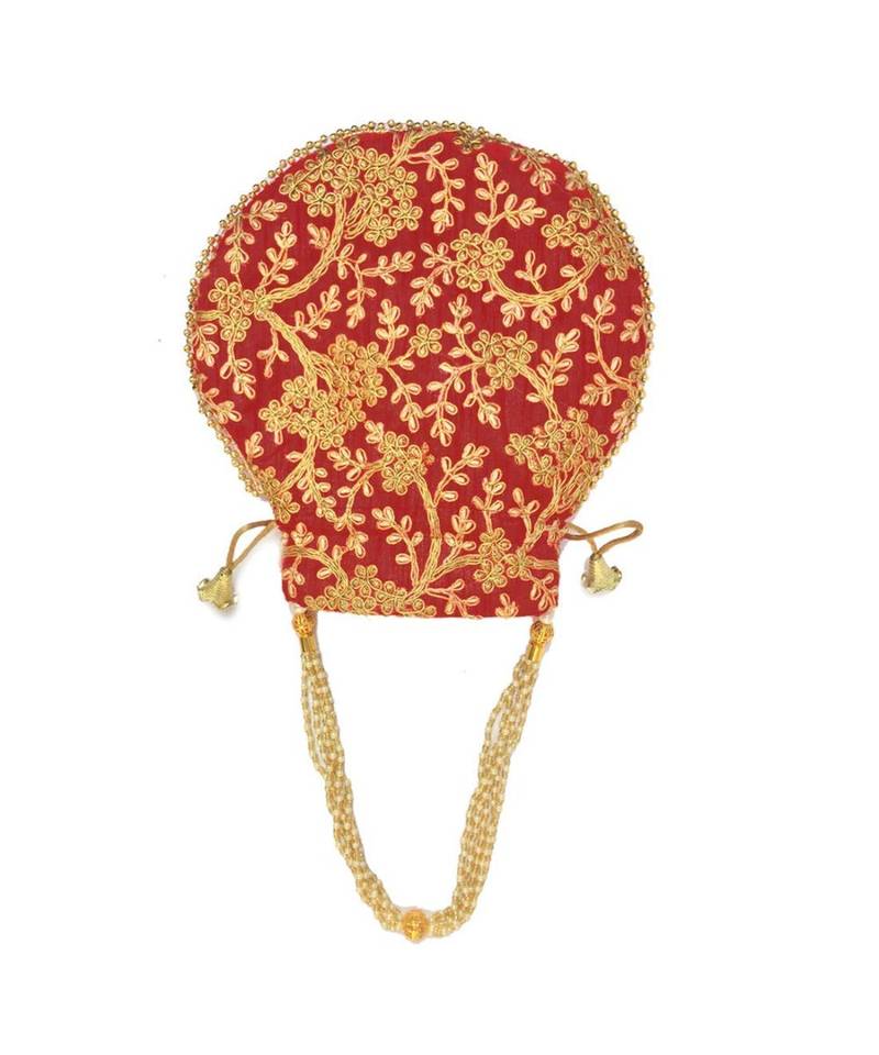 Vintage Gulley Womens Ethnic and Traditional Hand-Held Potli for Giffting and Weddings - Maroon