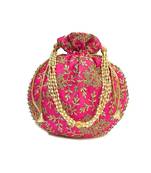 Vintage Gulley Womens Ethnic and Traditional Hand-Held Potli for Giffting and Weddings - Pink